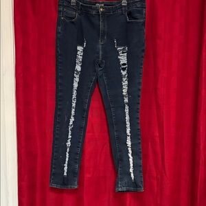 Dark Blue Distressed Skinny Jeans